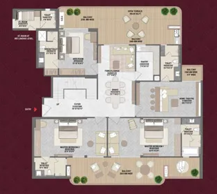 ACE Group 3 BHK apartment floor plan, Sector 150 Noida